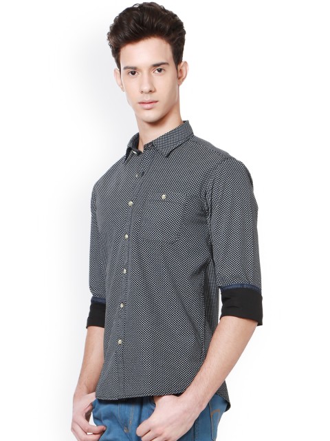 

People Men Black Slim Fit Solid Casual Shirt