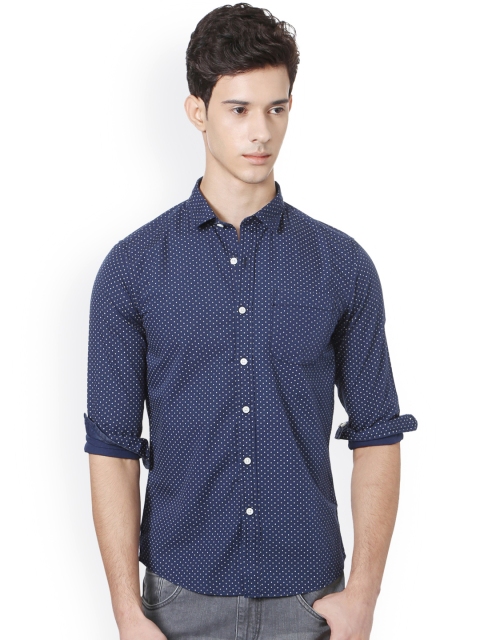 

People Men Blue Slim Fit Printed Casual Shirt