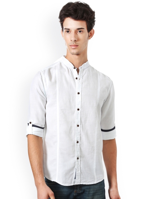 

People Men White Slim Fit Solid Casual Shirt