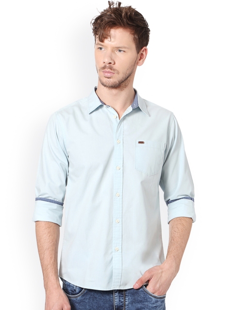 

People Men Blue Slim Fit Solid Casual Shirt
