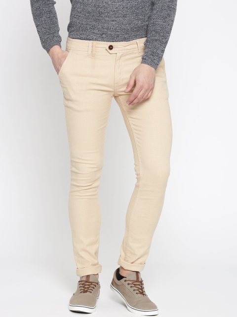 

People Men Beige Slim Fit Solid Chinos