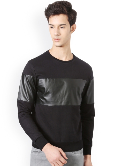 

People Men Black Solid Sweatshirt