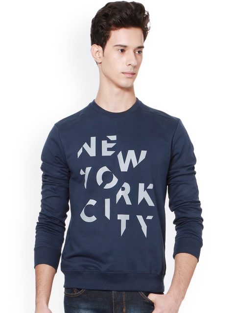 

People Men Navy Blue Printed Sweatshirt