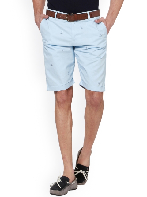 

People Men Blue Printed Slim Fit Chino Shorts