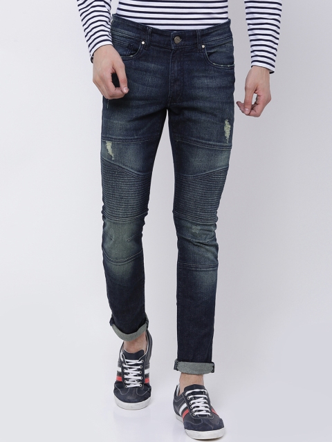 

LOCOMOTIVE Men Blue Tapered Fit Mid-Rise Clean Look Stretchable Jeans