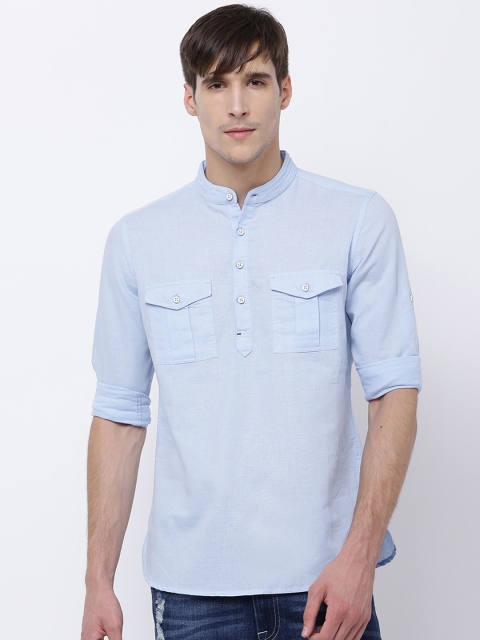 

LOCOMOTIVE Men Blue Slim Fit Solid Casual Shirt