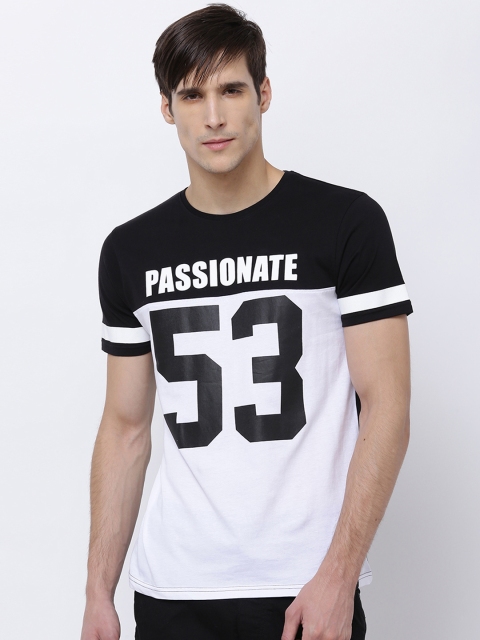 

LOCOMOTIVE Men Black & White Printed Slim Fit T-shirt