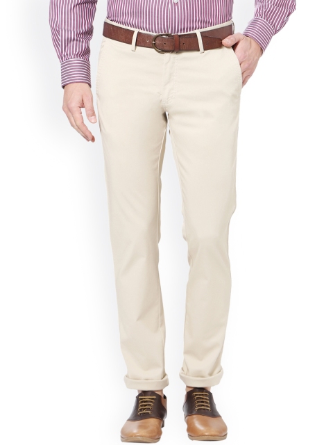 

Allen Solly Men Cream-Coloured Slim Fit Solid Trousers