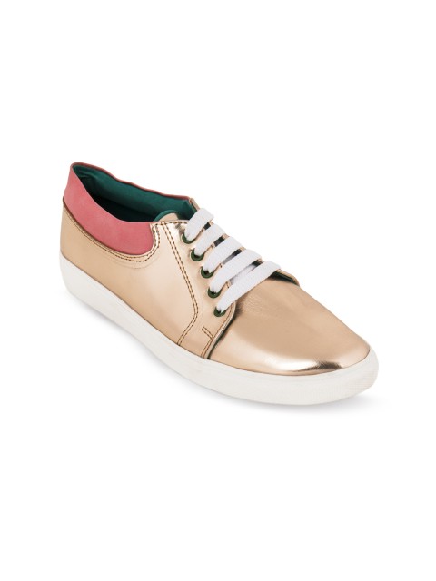 

Chumbak Women Rose Gold-Toned Solid Synthetic Sneakers