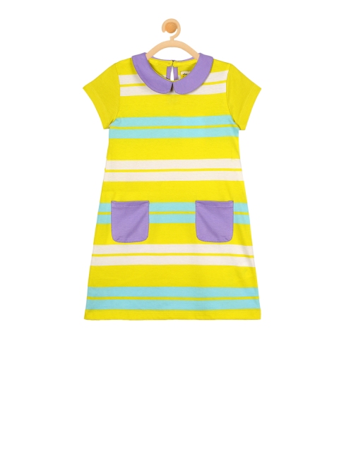 

Cherry Crumble Girls Yellow Striped A-Line Dress