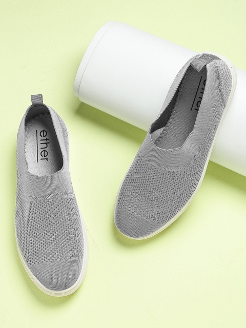 

ether Men Grey Slip-On Sneakers