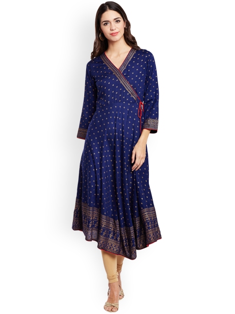 

Tissu Women Blue Printed Anarkali Kurta