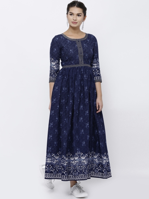 

Vishudh Women Navy Blue Printed A-Line Dress