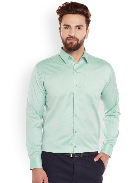 

Hancock Men Green Slim Fit Solid Formal Shirt