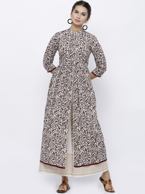 

Vishudh Women Taupe Solid A-Line Kurta