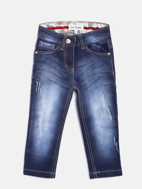

Blue Giraffe Girls Navy Blue Original Fit Mid-Rise Low Distress Jeans