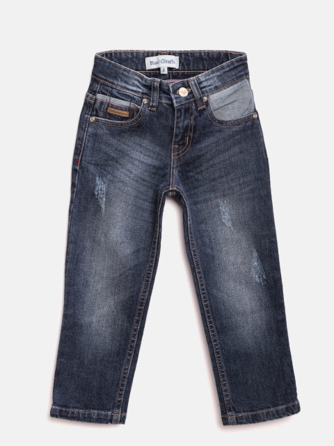 

Blue Giraffe Boys Blue Original Fit Mid-Rise Low Distress Jeans