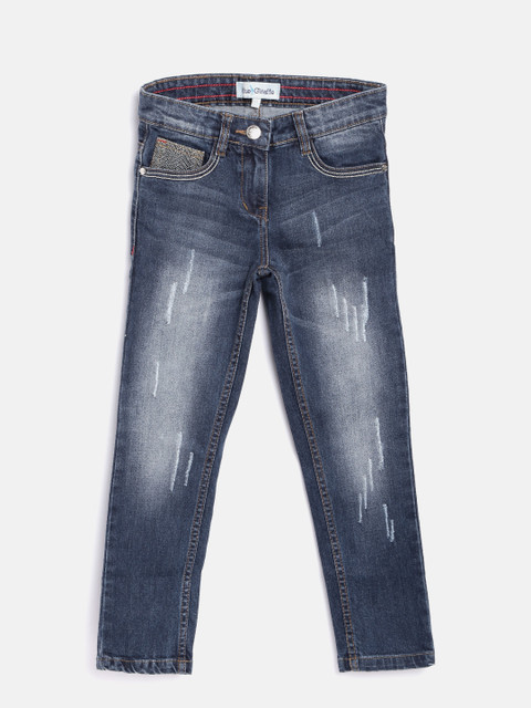 

Blue Giraffe Girls Blue Original Fit Mid-Rise Low Distress Stretchable Jeans