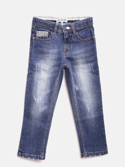 

Blue Giraffe Boys Blue Original Fit Mid-Rise Low Distress Stretchable Jeans
