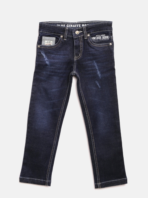 

Blue Giraffe Boys Navy Original Fit Mid-Rise Low Distress Jeans, Navy blue