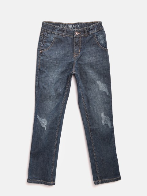 

Blue Giraffe Boys Blue Slim Fit Mid-Rise Low Distress Stretchable Jeans
