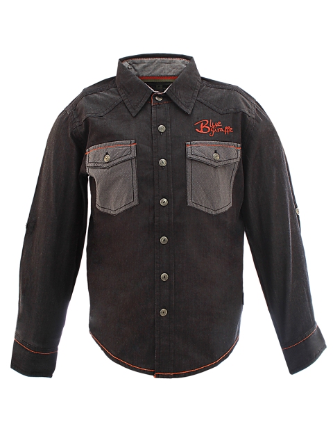 

Blue Giraffe Boys Black Solid Casual Shirt