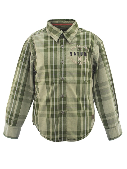 

Blue Giraffe Boys Olive Green Checked Casual Shirt