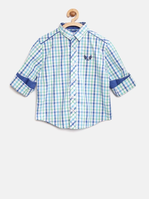 

Blue Giraffe Boys Blue & White Checked Casual Shirt