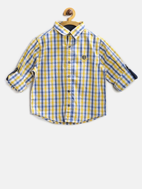 

Blue Giraffe Boys Yellow & Blue Checked Casual Shirt