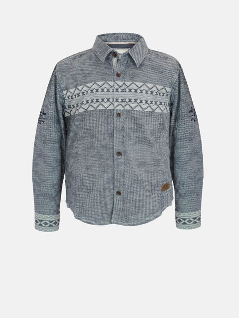 

Blue Giraffe Boys Grey & Off-White Printed Casual Shirt