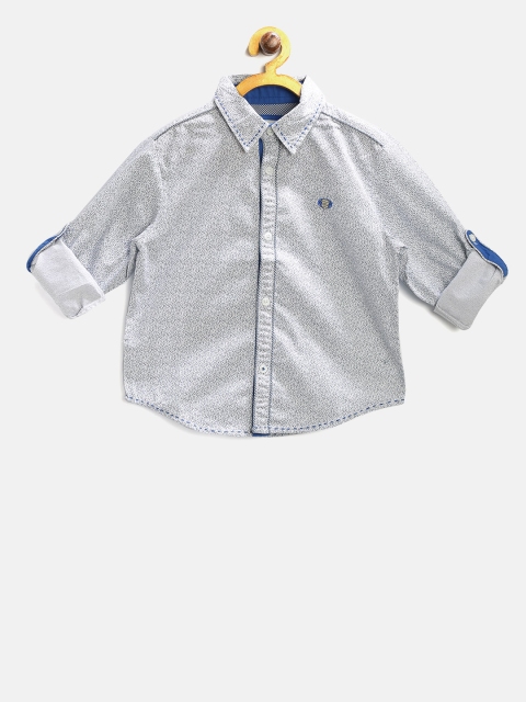 

Blue Giraffe Boys Navy & Off-White Printed Casual Shirt, Navy blue