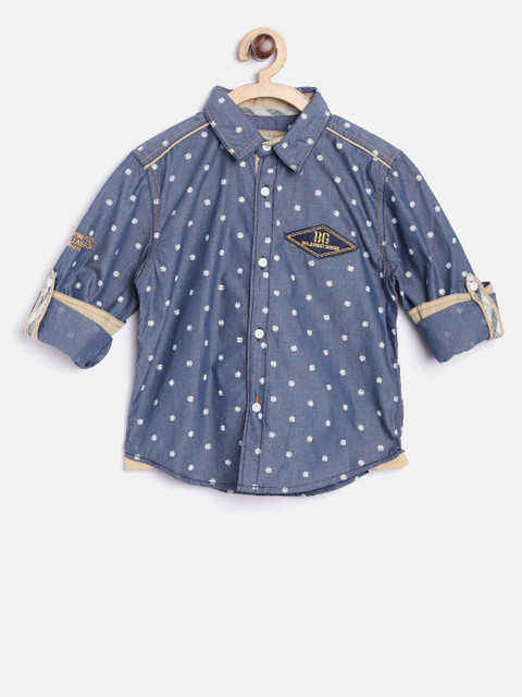 

Blue Giraffe Boys Blue Printed Casual Shirt