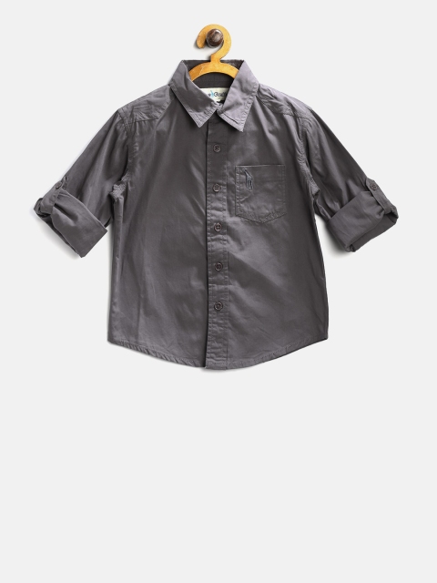 

Blue Giraffe Boys Grey Solid Casual Shirt