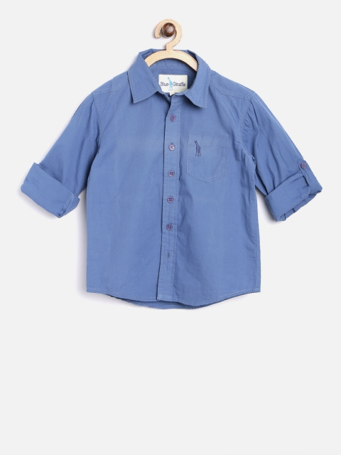 

Blue Giraffe Boys Blue Solid Casual Shirt