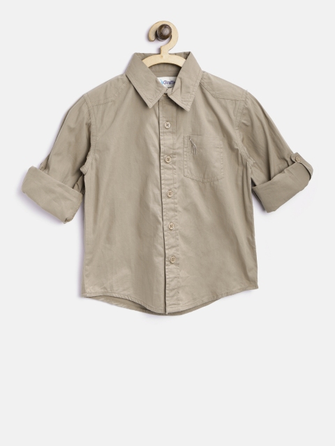 

Blue Giraffe Boys Olive Green Solid Casual Shirt