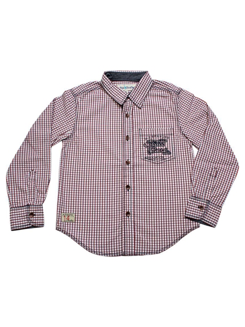 

Blue Giraffe Boys Off-White & Red Regular Fit Checked Casual Shirt