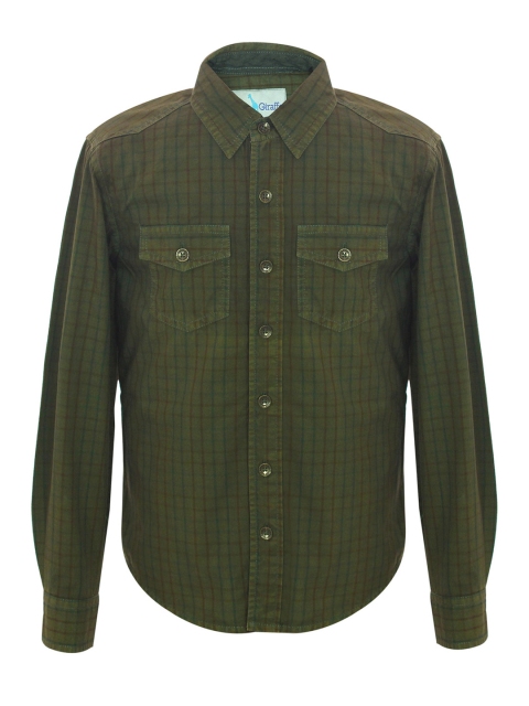 

Blue Giraffe Boys Olive Green Checked Casual Shirt