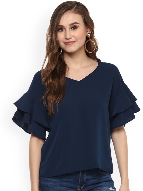 

Harpa Women Navy Blue Solid Top