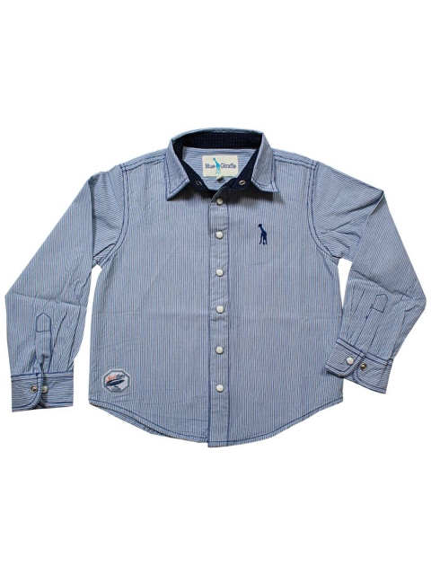 

Blue Giraffe Boys Navy Blue & Off-White Regular Fit Striped Casual Shirt