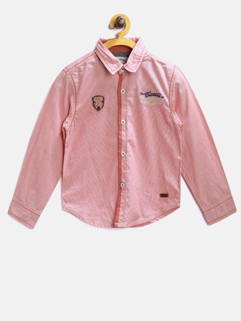 

Blue Giraffe Boys Red & Off-White Striped Casual Shirt