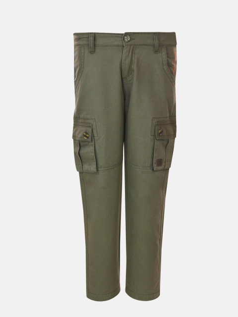 

Blue Giraffe Boys Olive Brown Solid Cargos