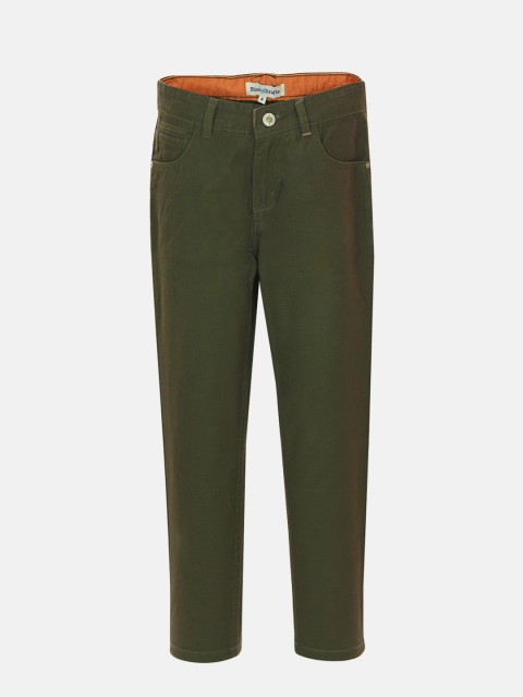 

Blue Giraffe Boys Olive Green Solid Trousers