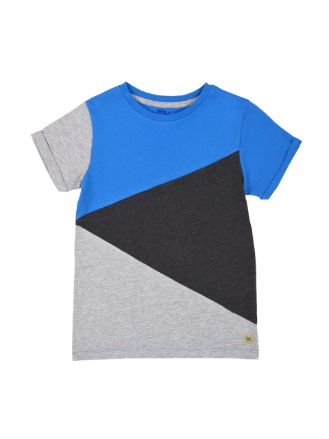 

mothercare Boys Grey & Blue Colourblocked Round Neck T-shirt
