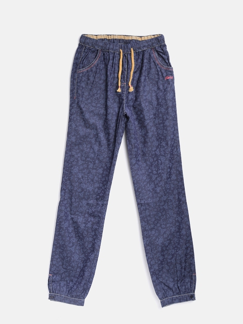 

Blue Giraffe Girls Navy Printed Joggers, Navy blue
