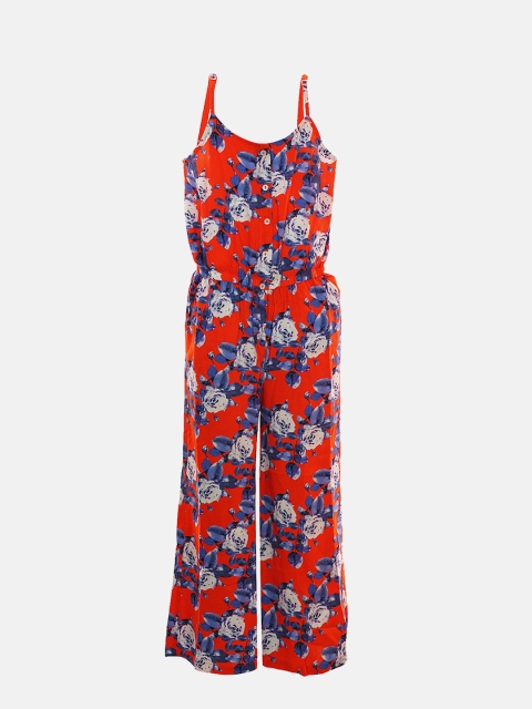 

Blue Giraffe Girls Orange & Blue Floral Print Jumpsuit