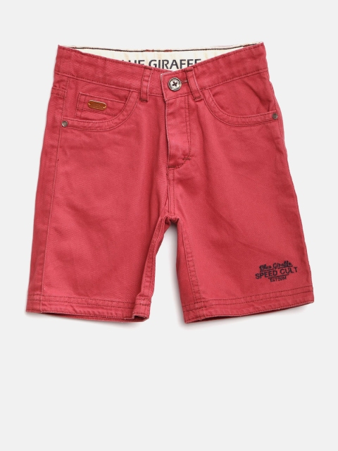 

Blue Giraffe Boys Rust Red Solid Denim Shorts