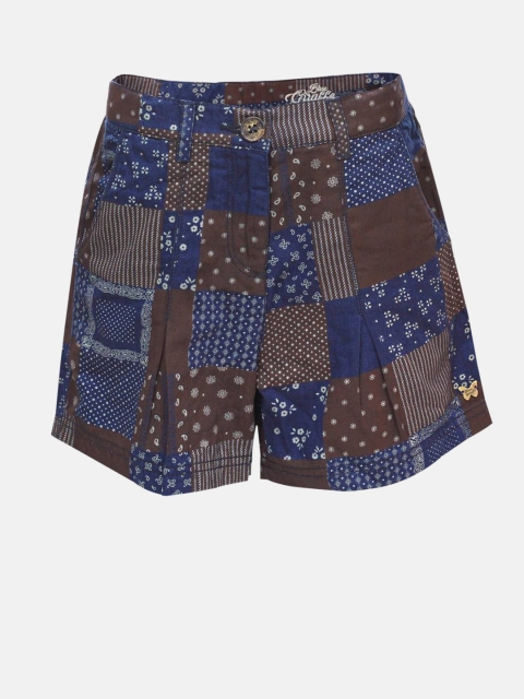 

Blue Giraffe Girls Navy Blue & Brown Printed Shorts
