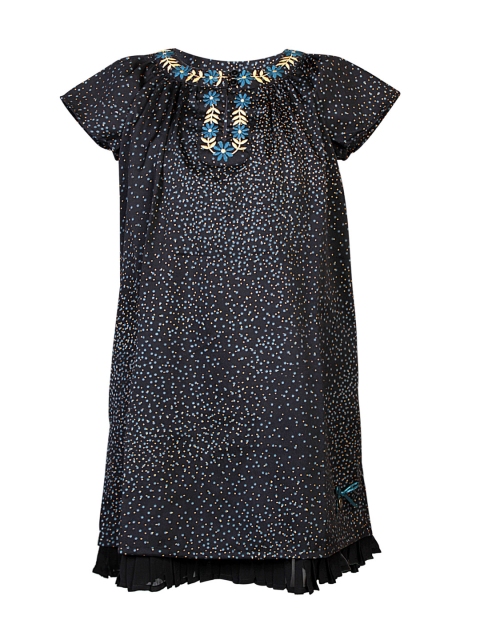 

Blue Giraffe Girls Black Geometric Printed A-Line Dress