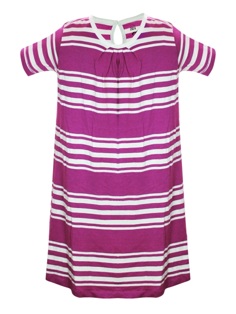 

Blue Giraffe Girls Purple & Off-White Striped A-Line Dress