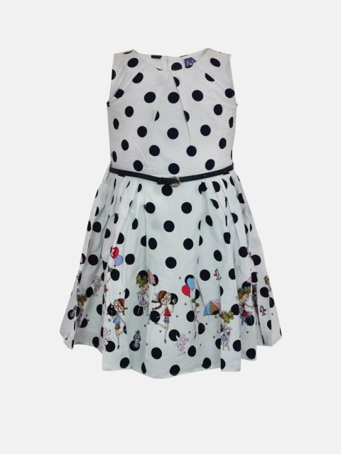 

Blue Giraffe Girls White & Navy Polka Dot Print Fit & Flare Dress